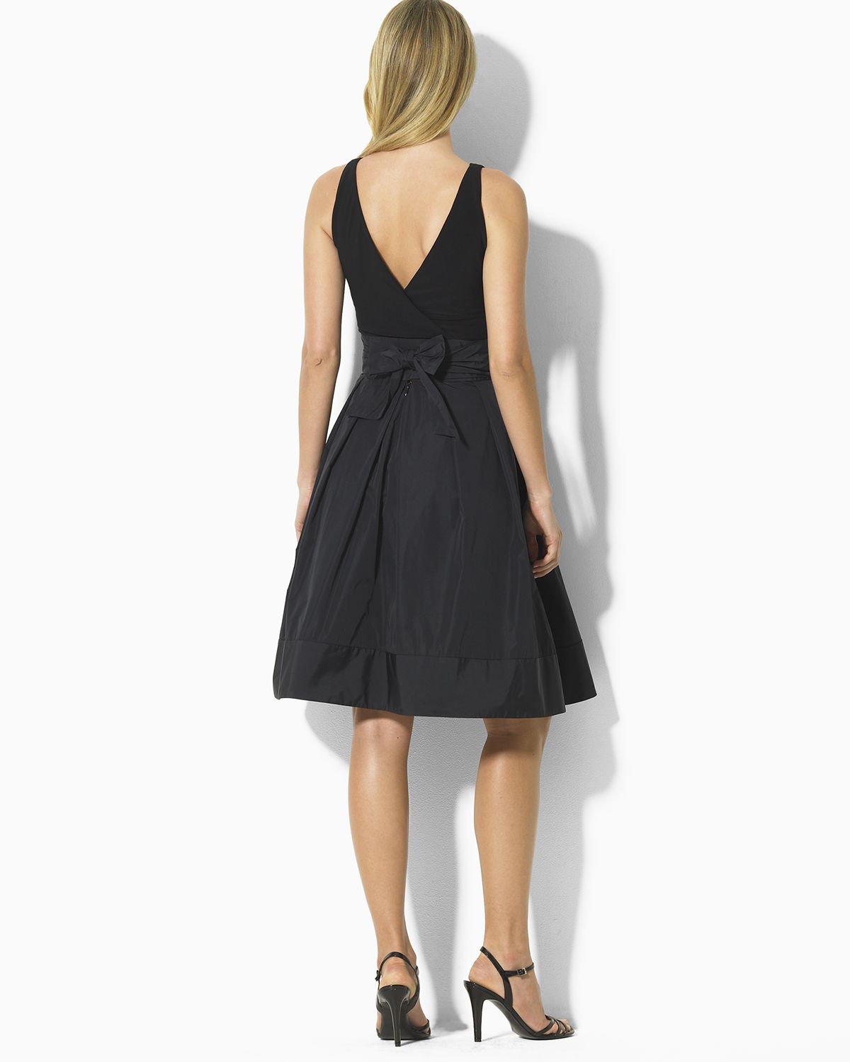 Lyst - Ralph Lauren Lauren Sleeveless Pleated Dress in Black
