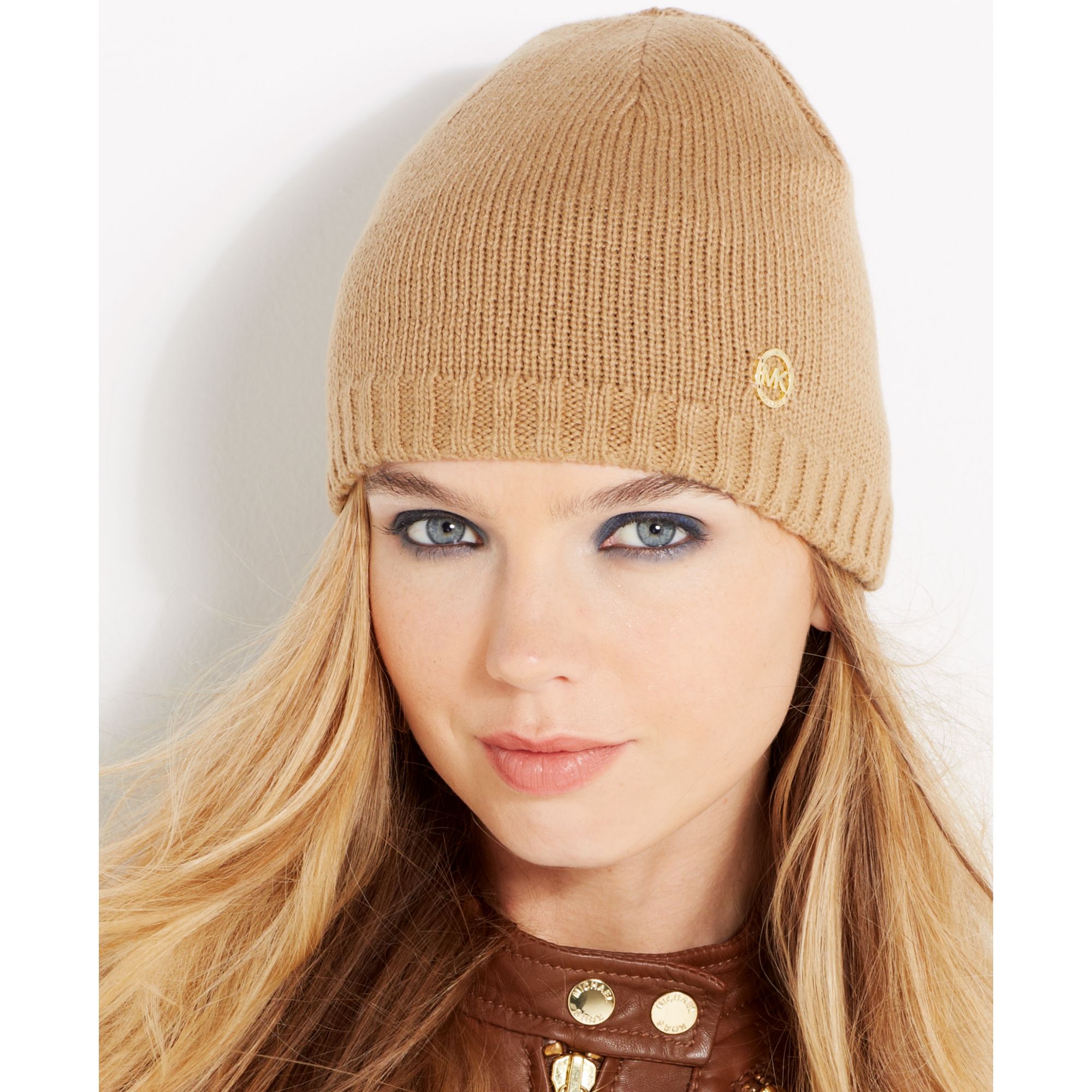 Lyst Michael Kors Reversible Knit Hat in Natural