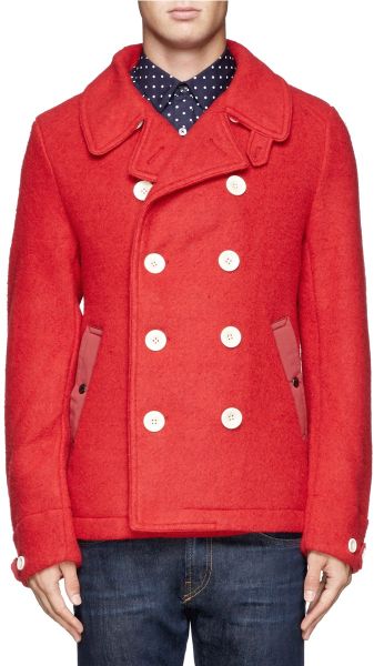 Nanamica Knitted Fleece Coat in Red for Men | Lyst