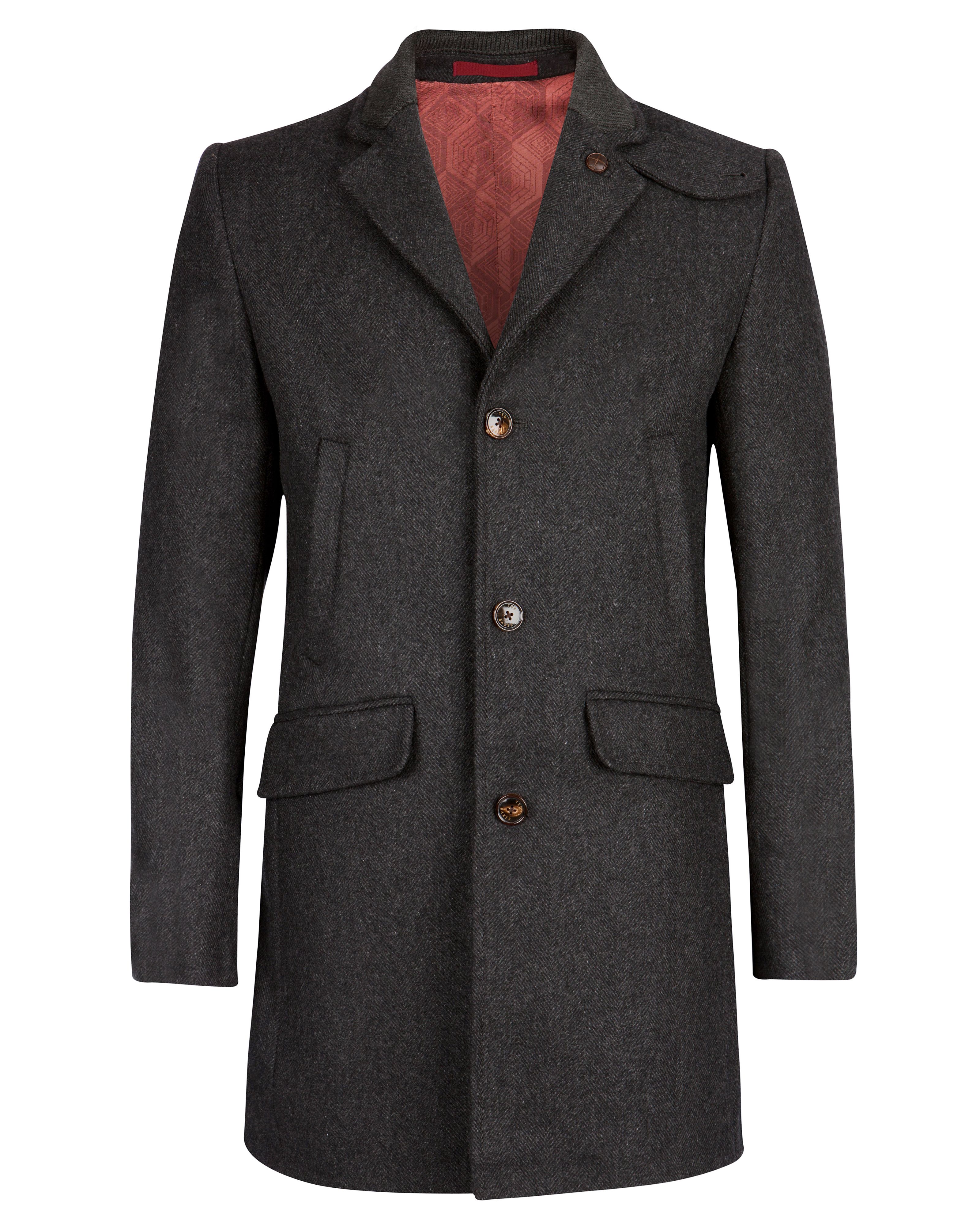 Ted Baker Zainab Herringbone Coat in Gray for Men (Charcoal) | Lyst