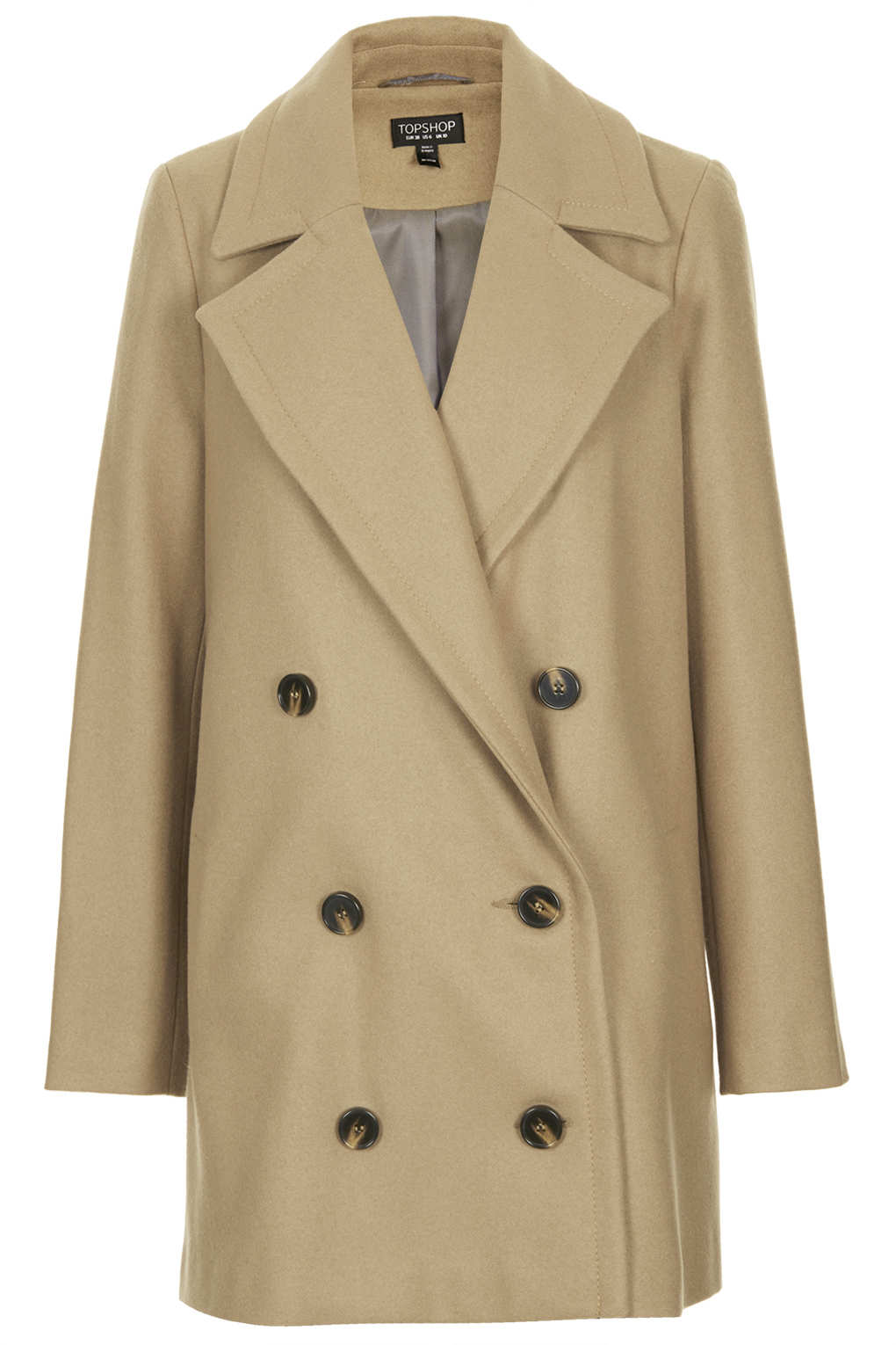Lyst - Topshop Double Breasted Pea Coat in Natural