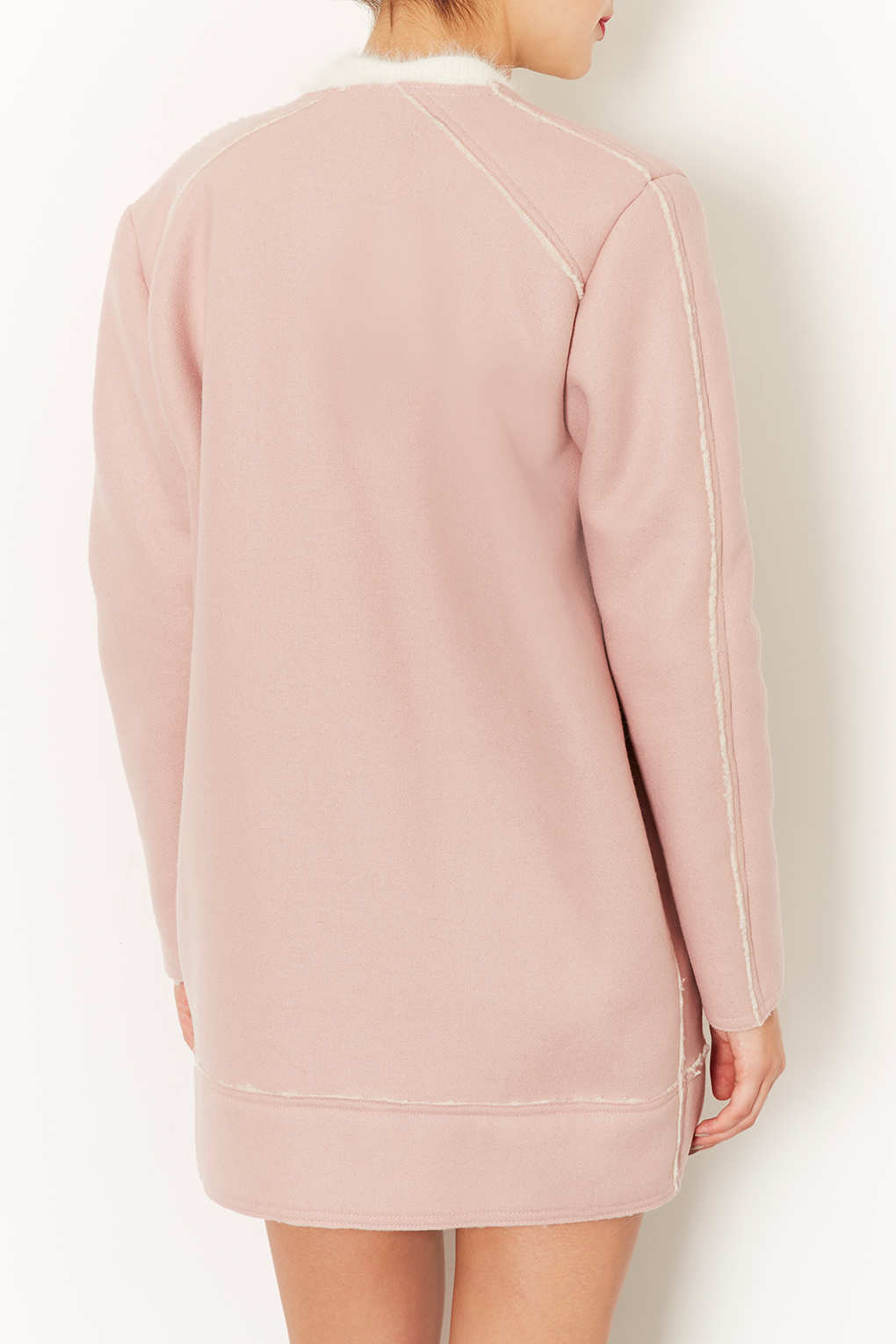 Lyst Premium Wool Lined Biker Coat in Pink