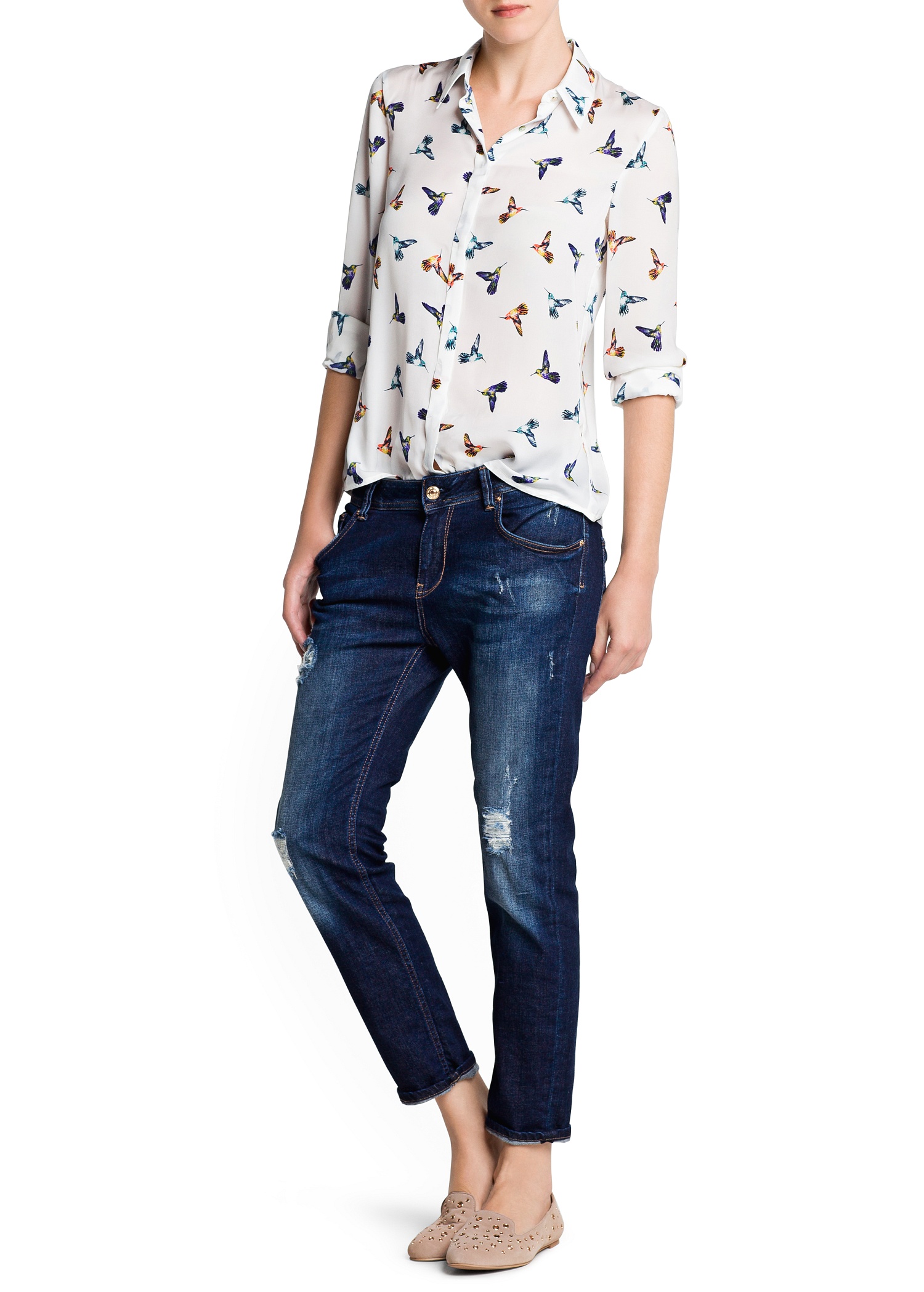 bird print blouse uk