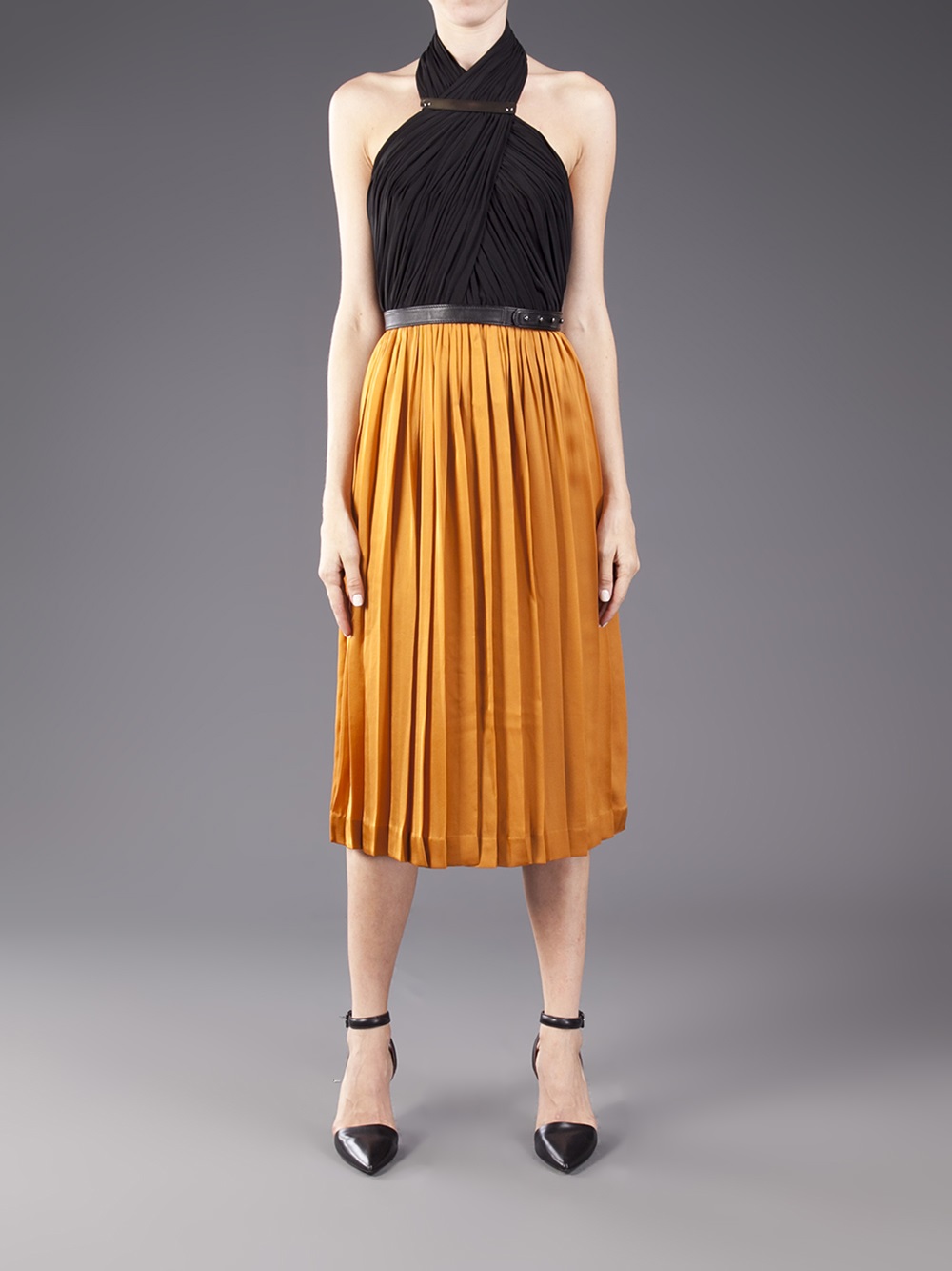 Lyst Catherine deane Knife Pleat Dress in Brown