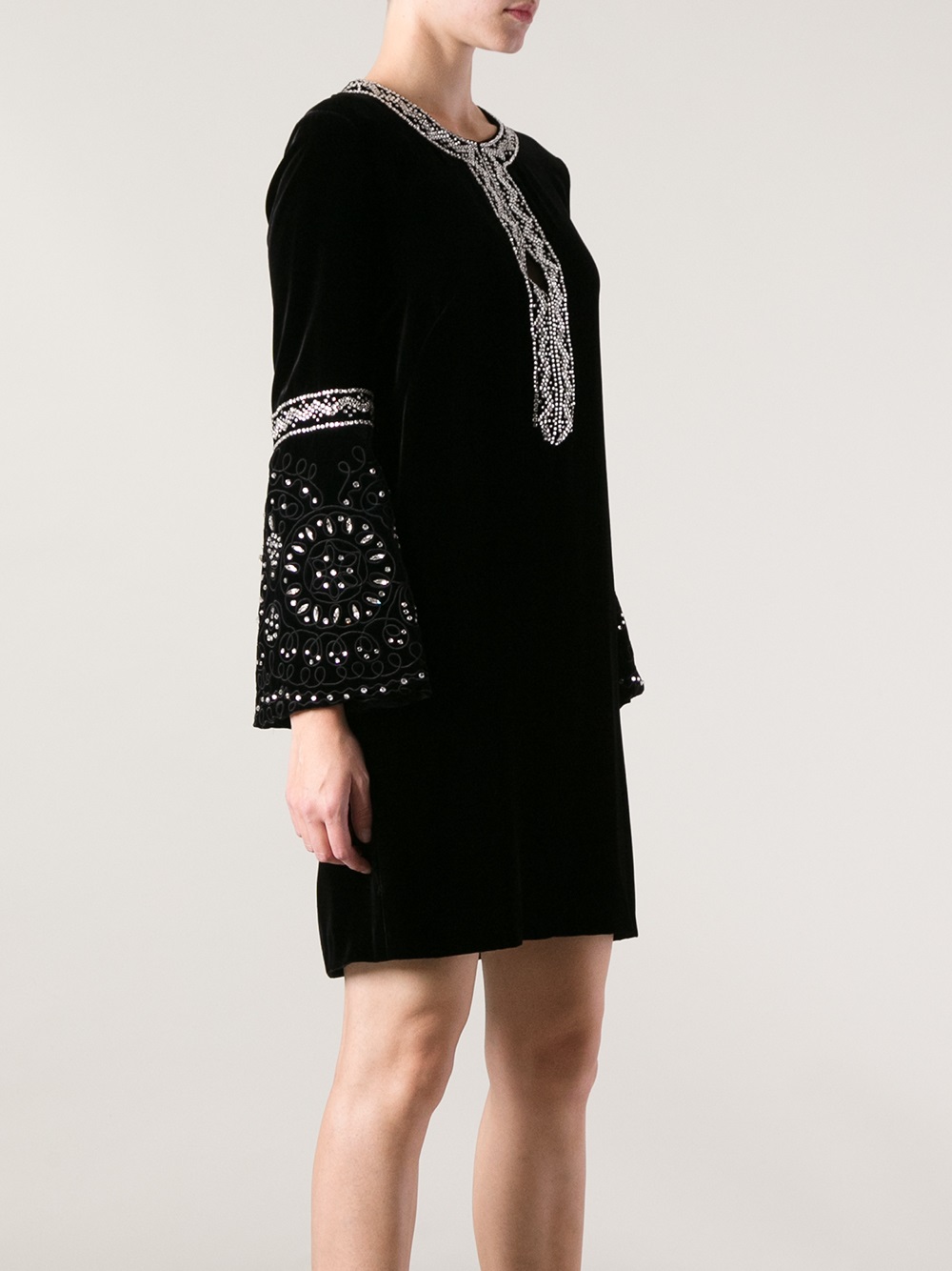 Lyst Emilio Pucci Beaded Velvet Dress in Black
