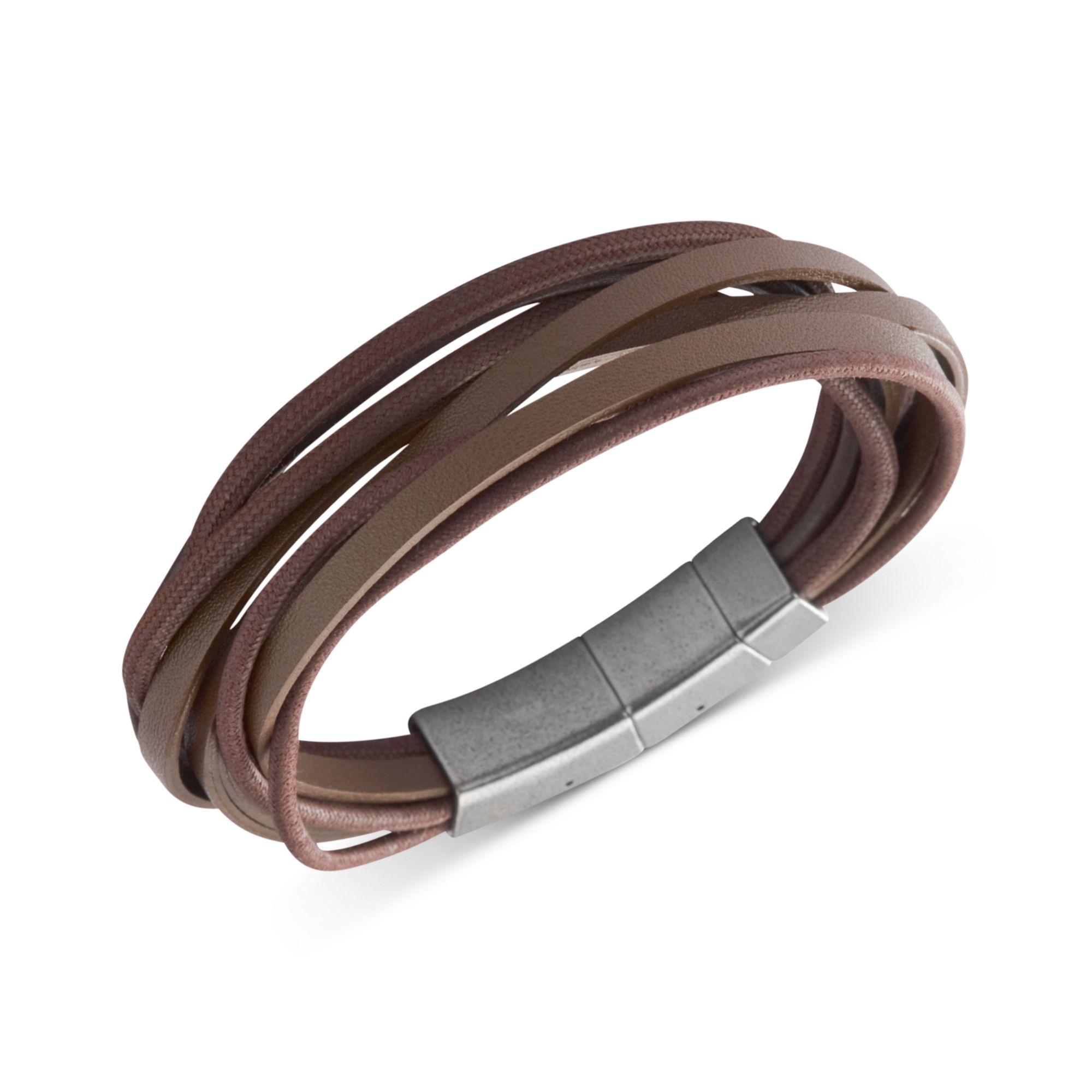 Lyst Fossil Stainless Steel Brown Leather Multistrand Wrap Gallery