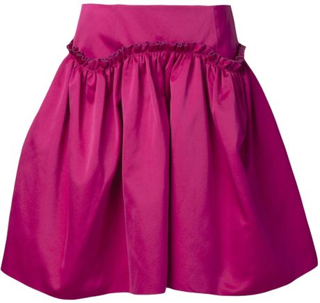 Maison Rabih Kayrouz Volume Gathered Pleat Skirt in Pink (pink & purple ...