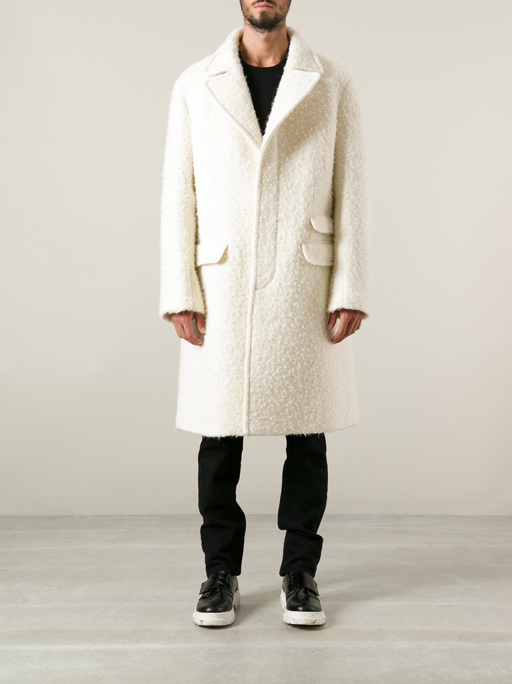 Lyst - Neil Barrett Single Breasted Overcoat in White for Men