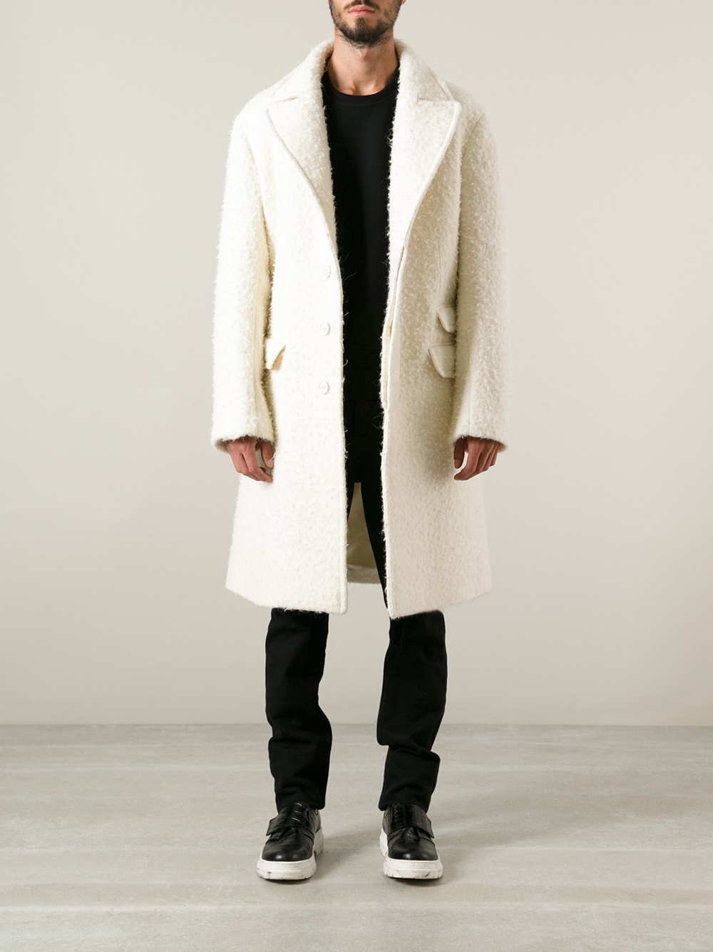 Lyst - Neil Barrett Single Breasted Overcoat in White for Men