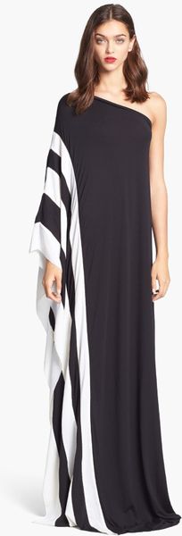 Rachel Zoe Azur One Shoulder Jersey Maxi Dress in White (Black/ White ...