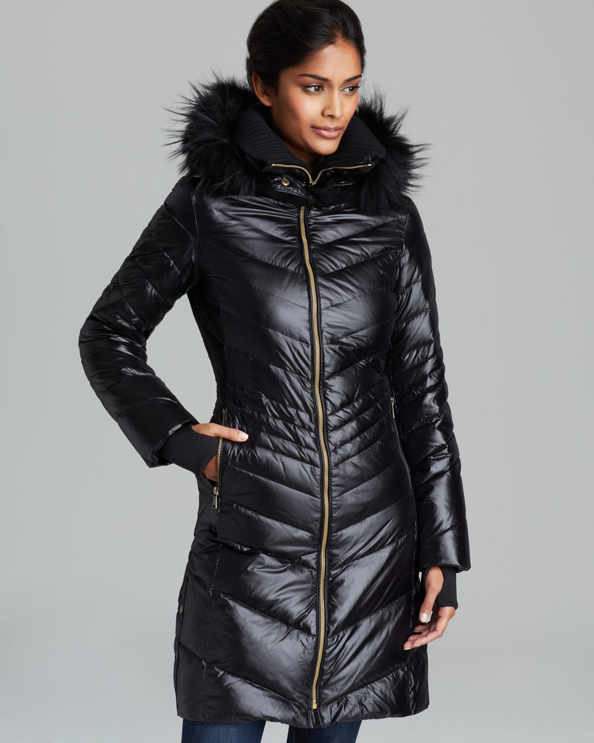 Lyst Andrew Marc Coat Mixed Down in Black