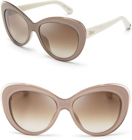 Dior Promesse Oversized Cat Eye Sunglasses in Beige (Transparent Mauve ...