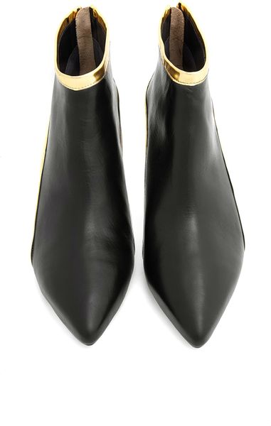 Loeffler Randall Mirrored Leather Pointed Kitten Heel Shoe Boots in ...