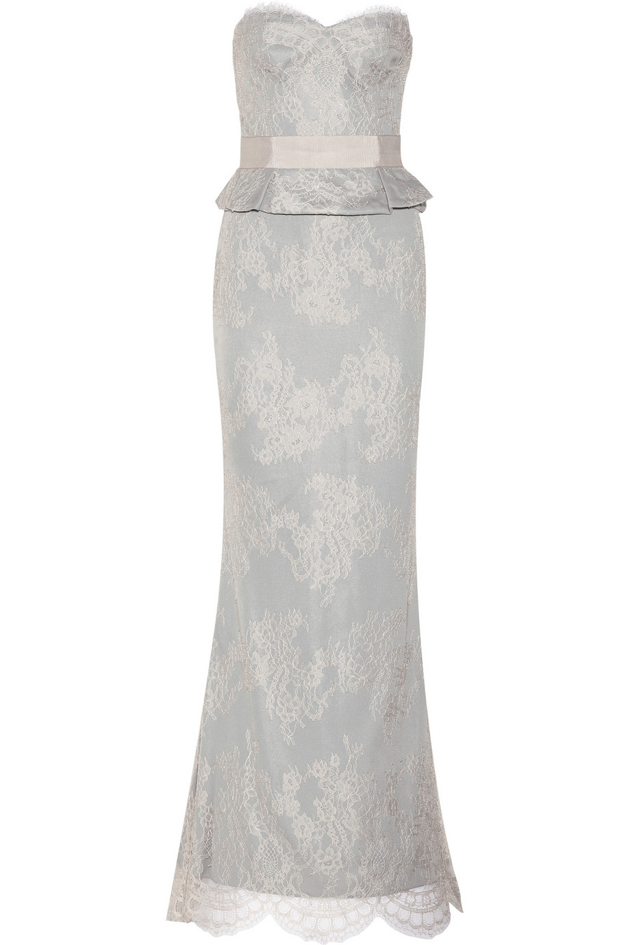 peplum gown with lace
