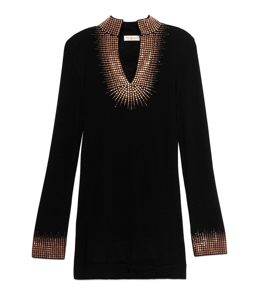 Lyst - Tory Burch Embellished Tory Tunic in Black