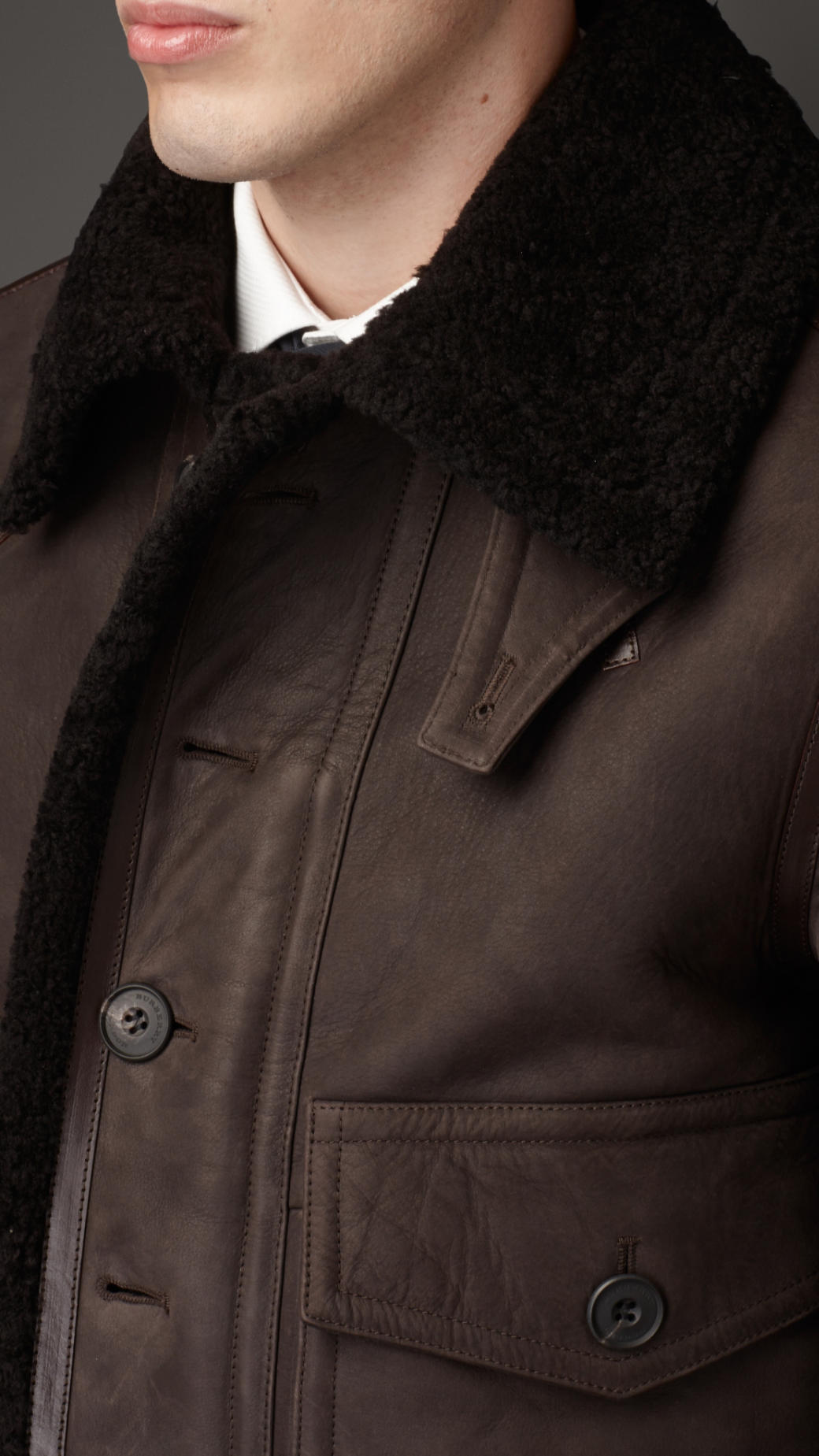 Lyst - Burberry Taped Seam Shearling Aviator Jacket in Brown for Men