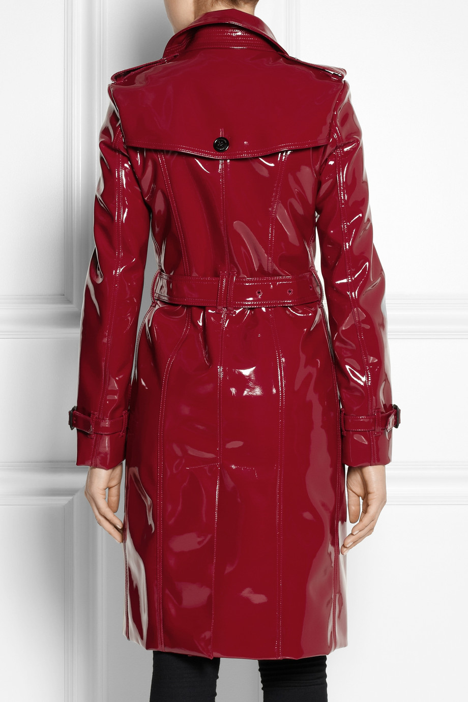 Burberry Glossed-vinyl Trench Coat in Red - Lyst