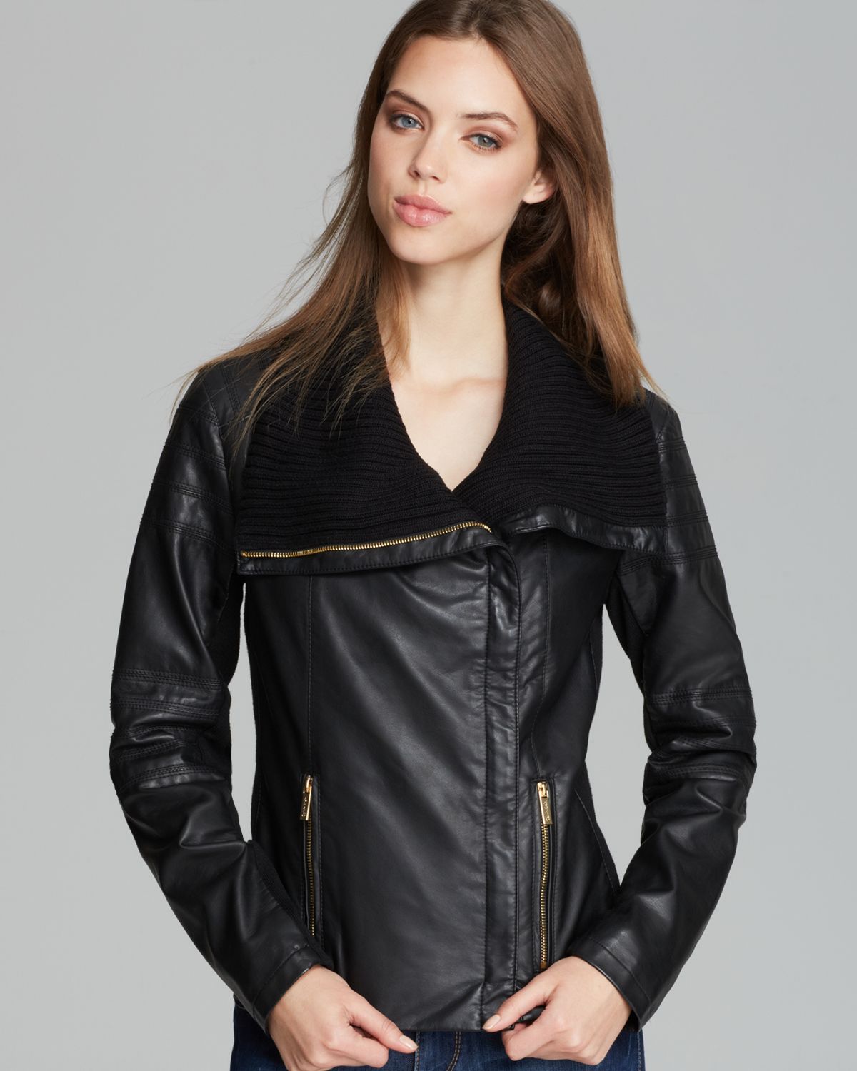 Lyst - Calvin Klein Faux Leather Motorcycle Jacket in Black