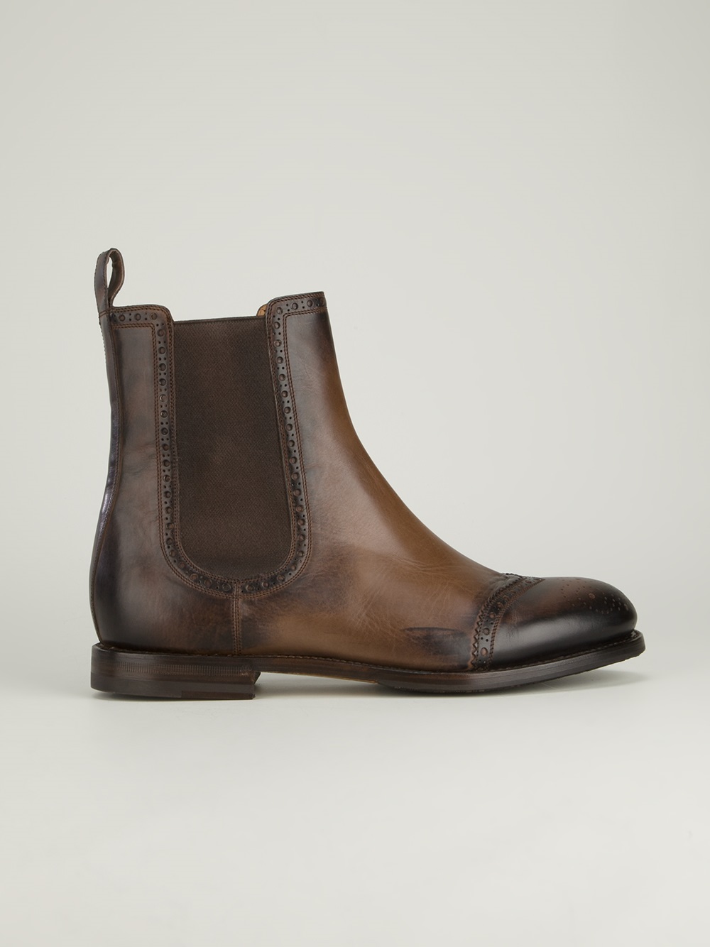 Lyst - Gucci Brogue Chelsea Boot in Brown for Men