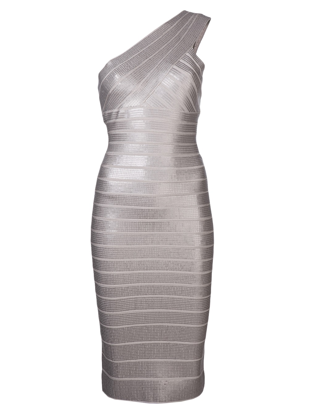 Hervé léger Stretch Knit Dress in Metallic | Lyst