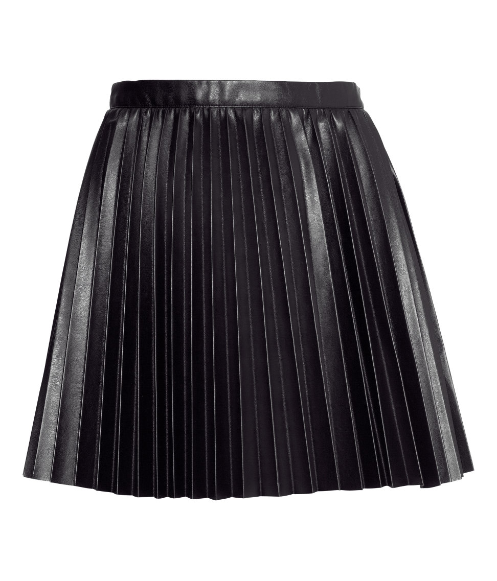 H&m Pleated Skirt in Black | Lyst