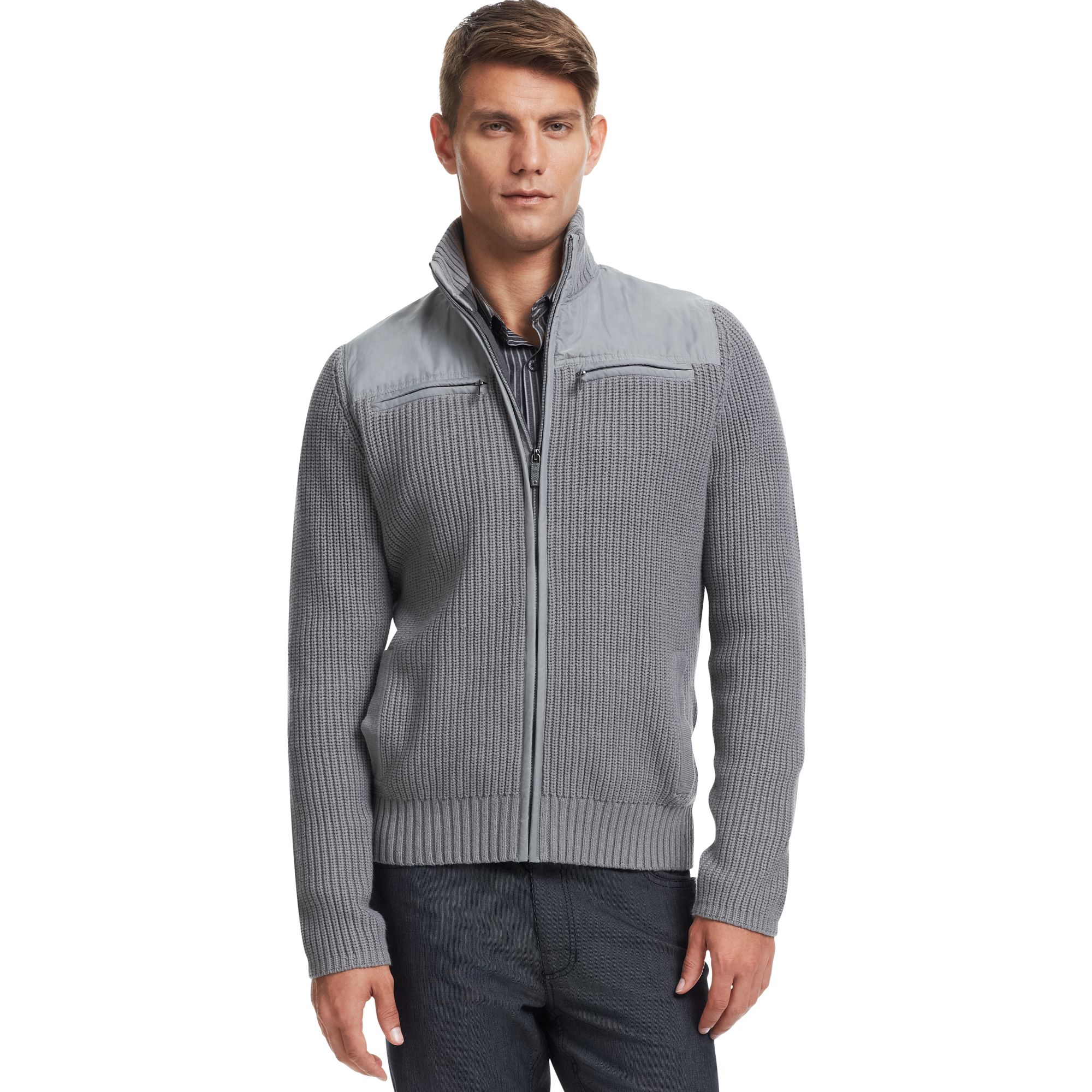 Lyst - Kenneth cole reaction Chunky Full Zipper Sweater in Gray for Men