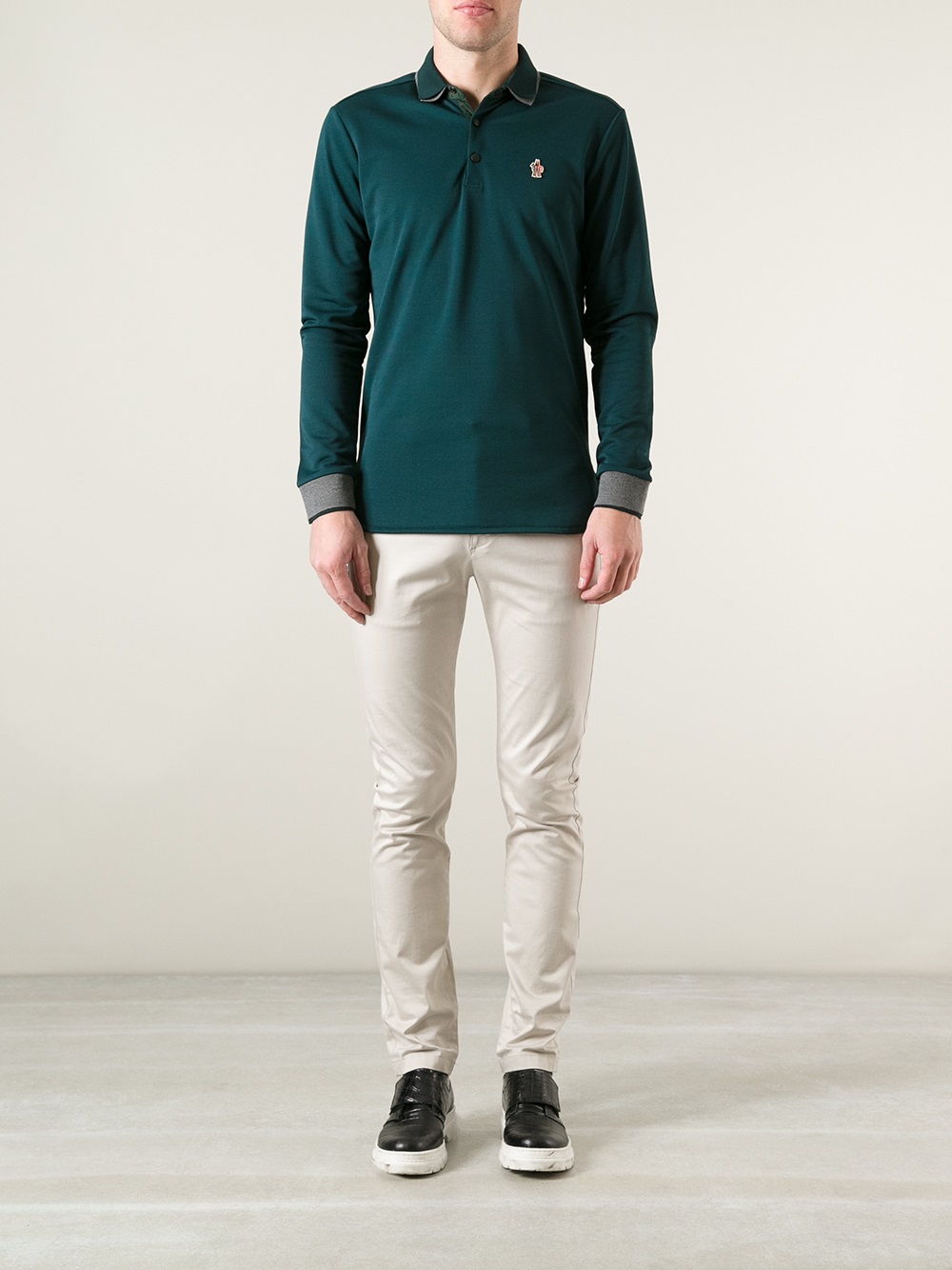 moncler long sleeve polo green moncler long sleeve polo green