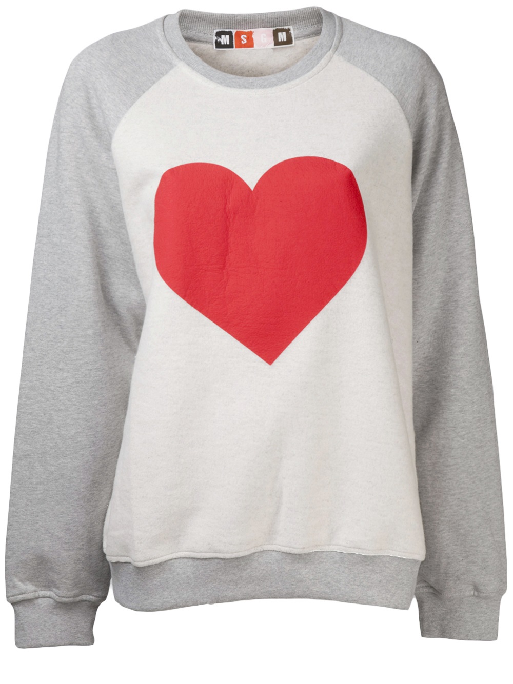 Msgm Heart Print Sweatshirt in Gray | Lyst