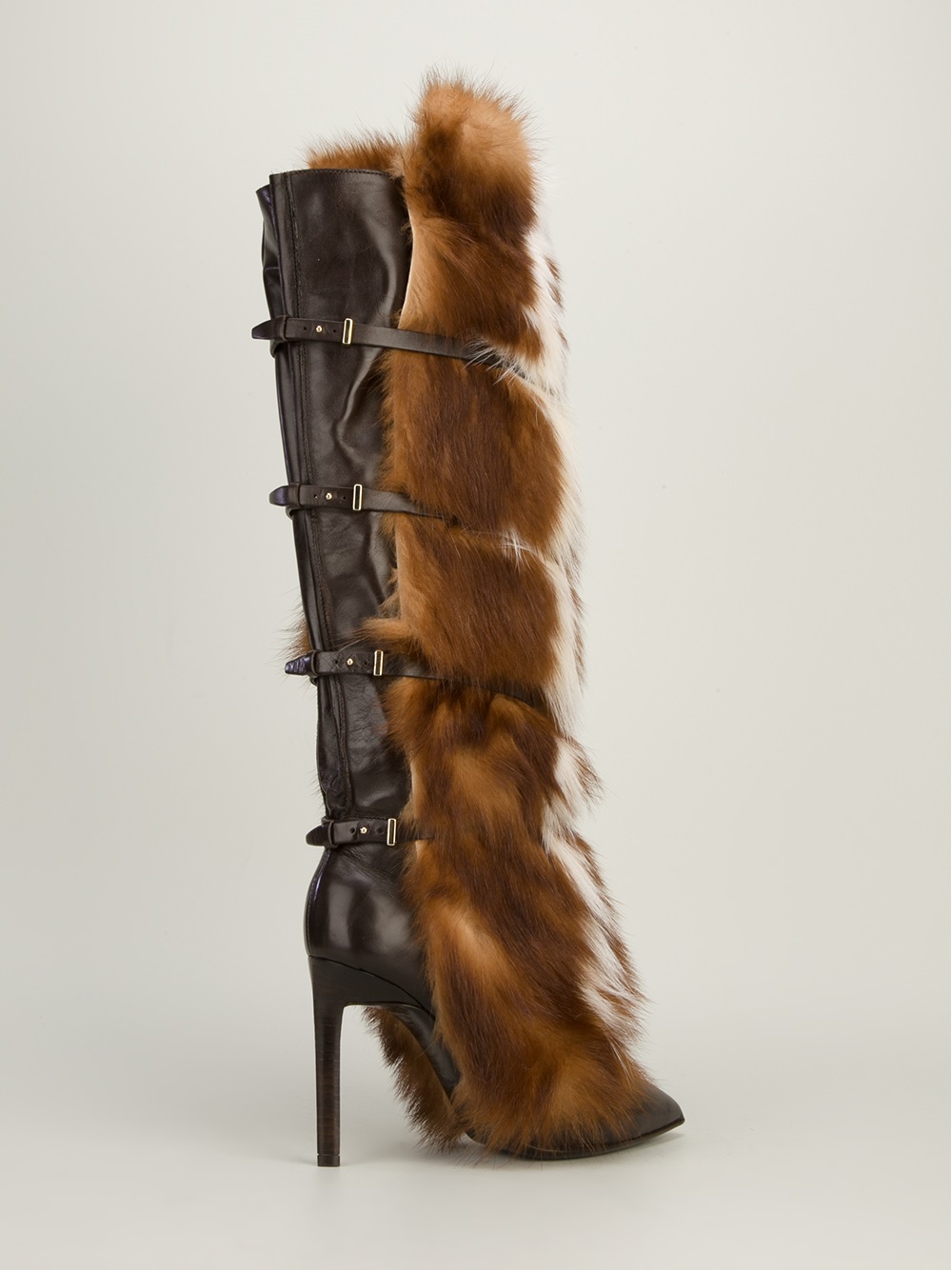 brown leather boots with fur trim