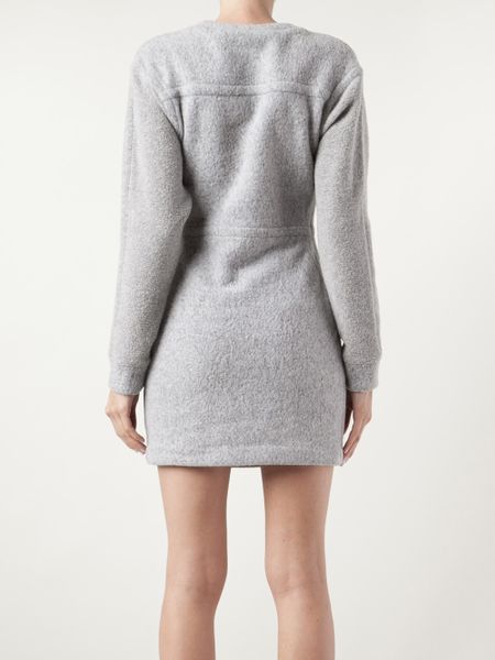 T By Alexander Wang Sweatshirt Dress in Gray (grey) | Lyst