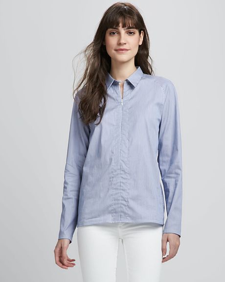 Theory Silk Zip Blouse - Long Blouse With Pants