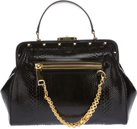 Versace Python Dr Bag in Black | Lyst