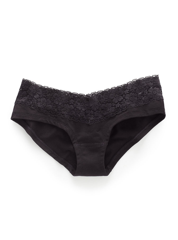 Victoria's secret Lace Trim Hipster Panty in Black Lyst