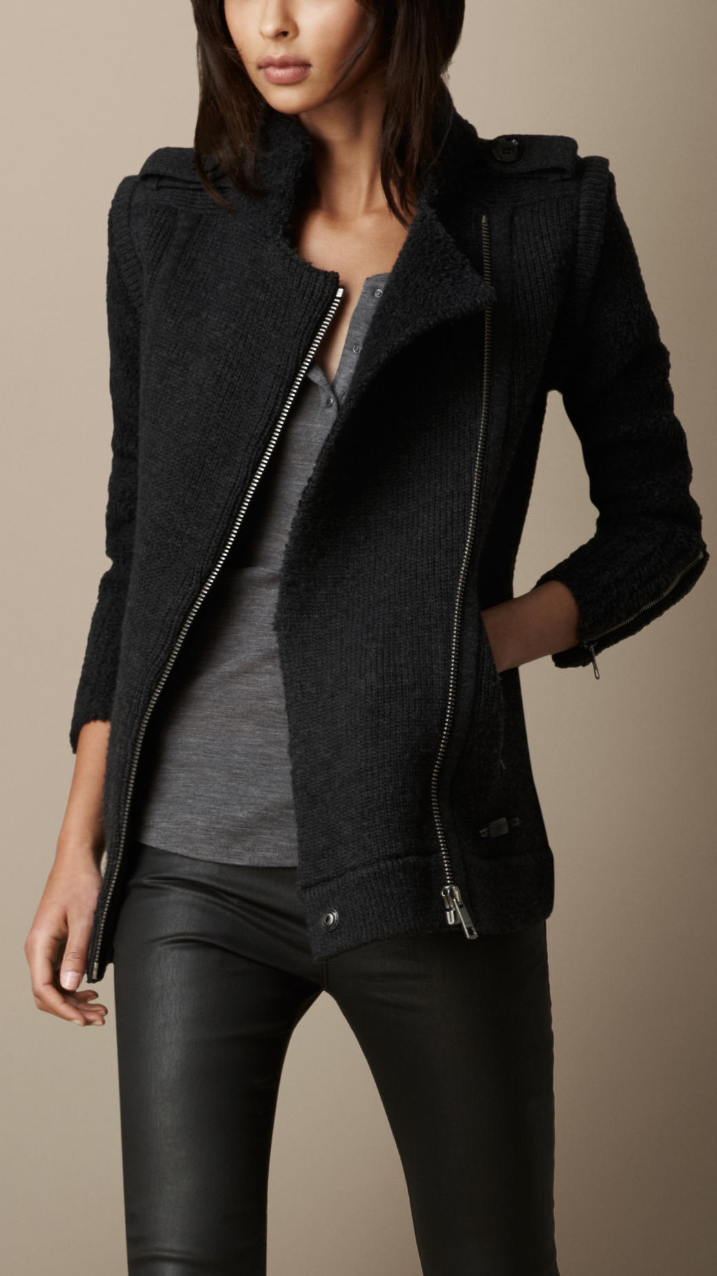 dark grey cardigan womens black hair