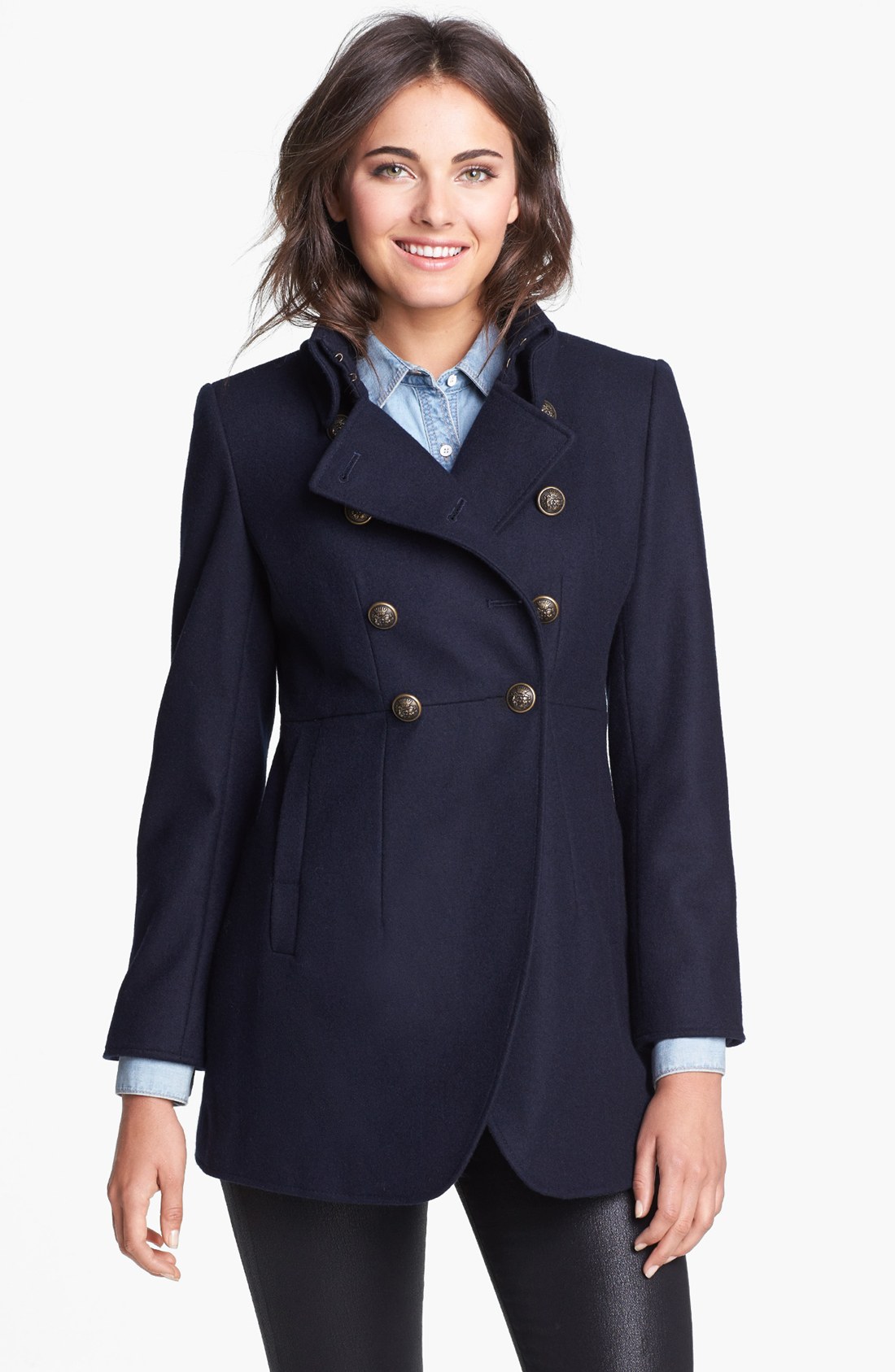 Dkny Cutaway Military Trench Coat in Blue (Midnight) | Lyst