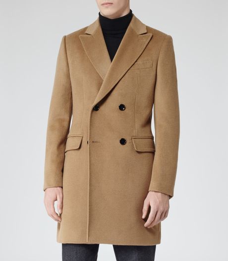Reiss Kanye Double Breasted Coat Lapel in Brown for Men (CAMEL) | Lyst