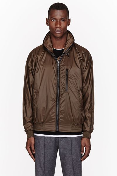 Damir Doma Brown Leather_trimmed Windbreaker in Brown for Men | Lyst