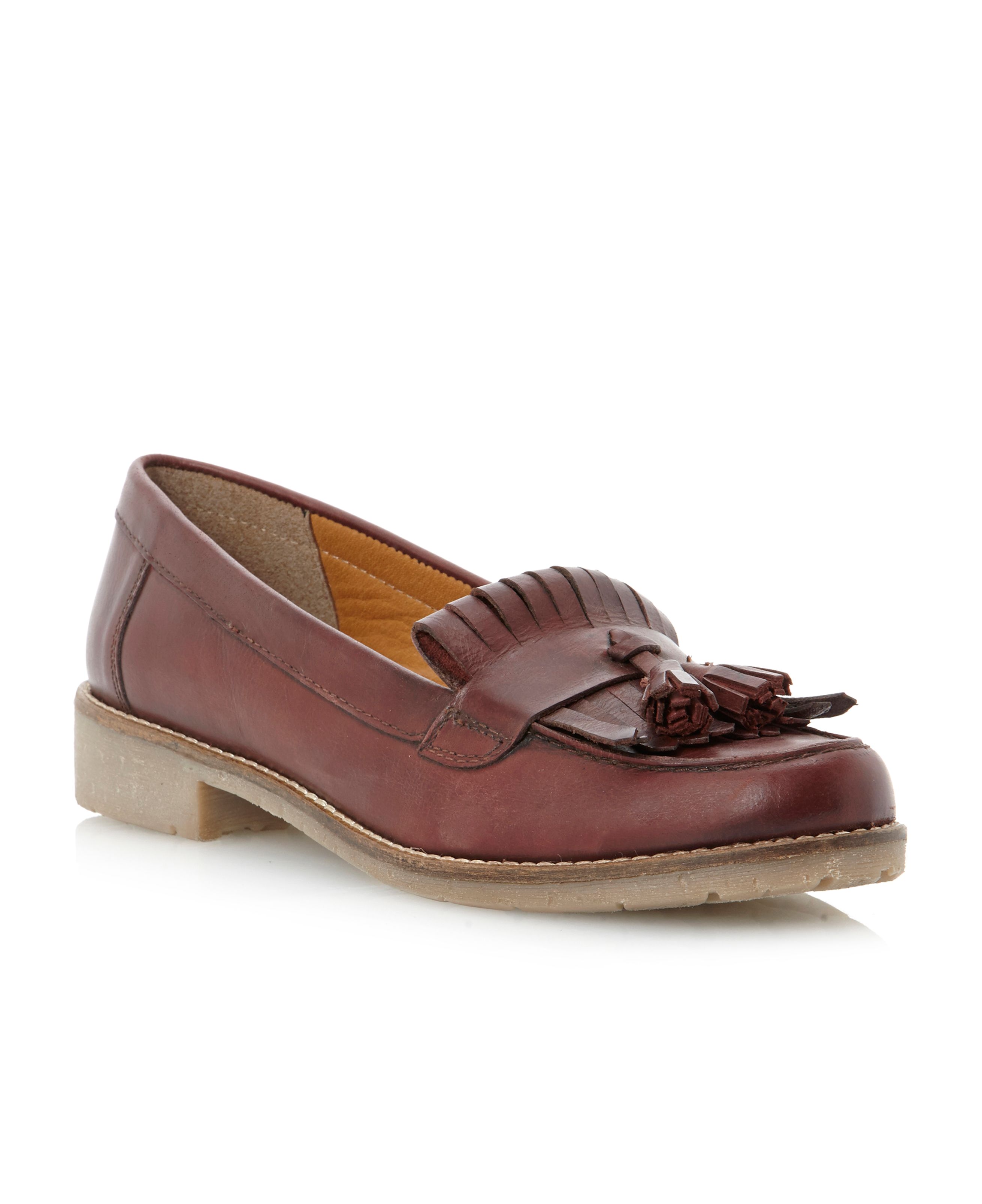 Dune Libertiecrepe Sole Tassel Loafer Shoes in Brown | Lyst
