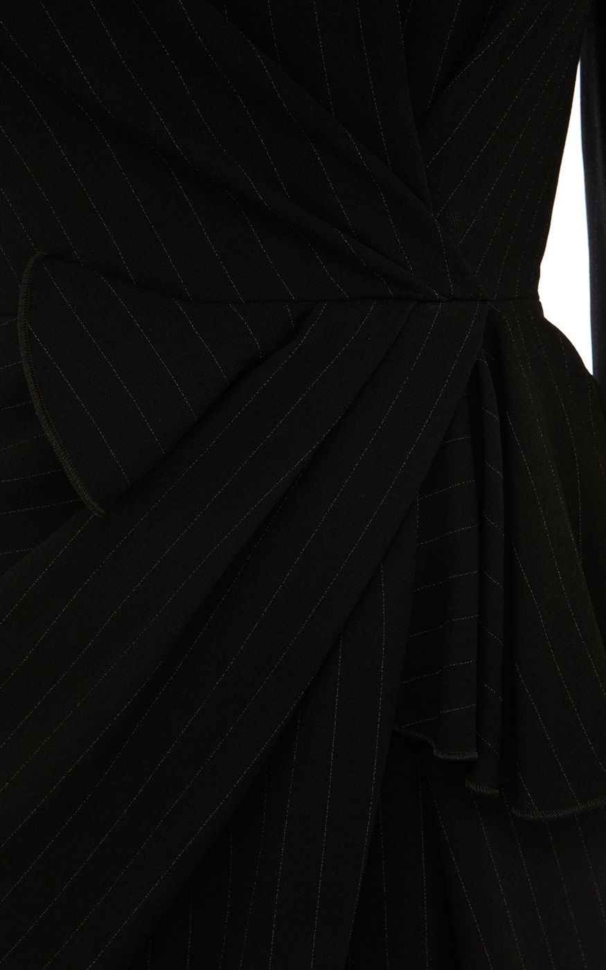 black pinstriped dress