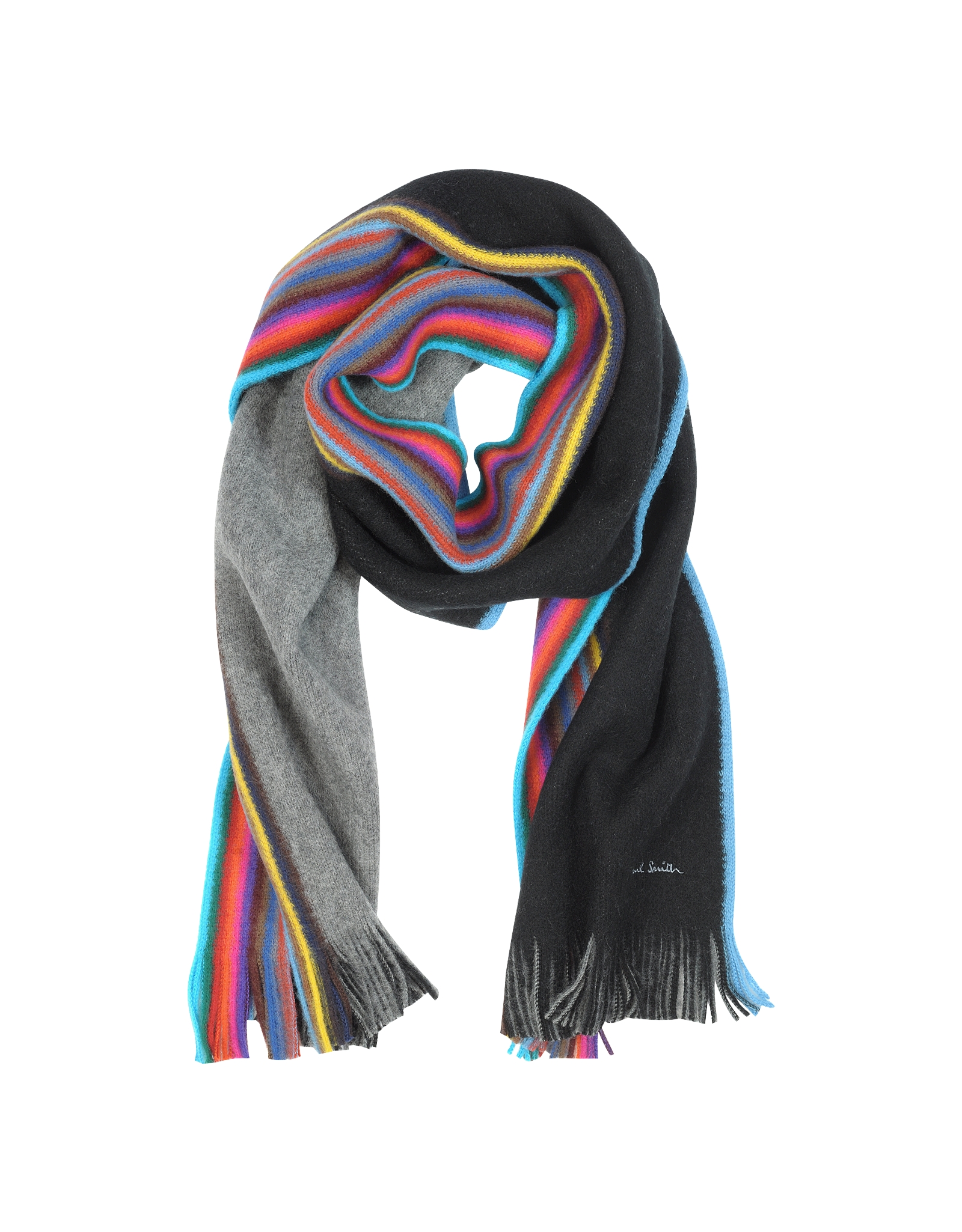 Lyst - Paul Smith Wool Two Tone and Striped Edge Mens Scarf for Men