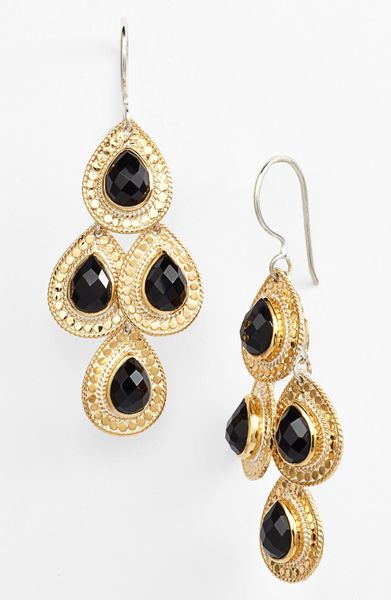 Anna Beck Teardrop Chandelier Earrings in Black (Gold/ Black) | Lyst