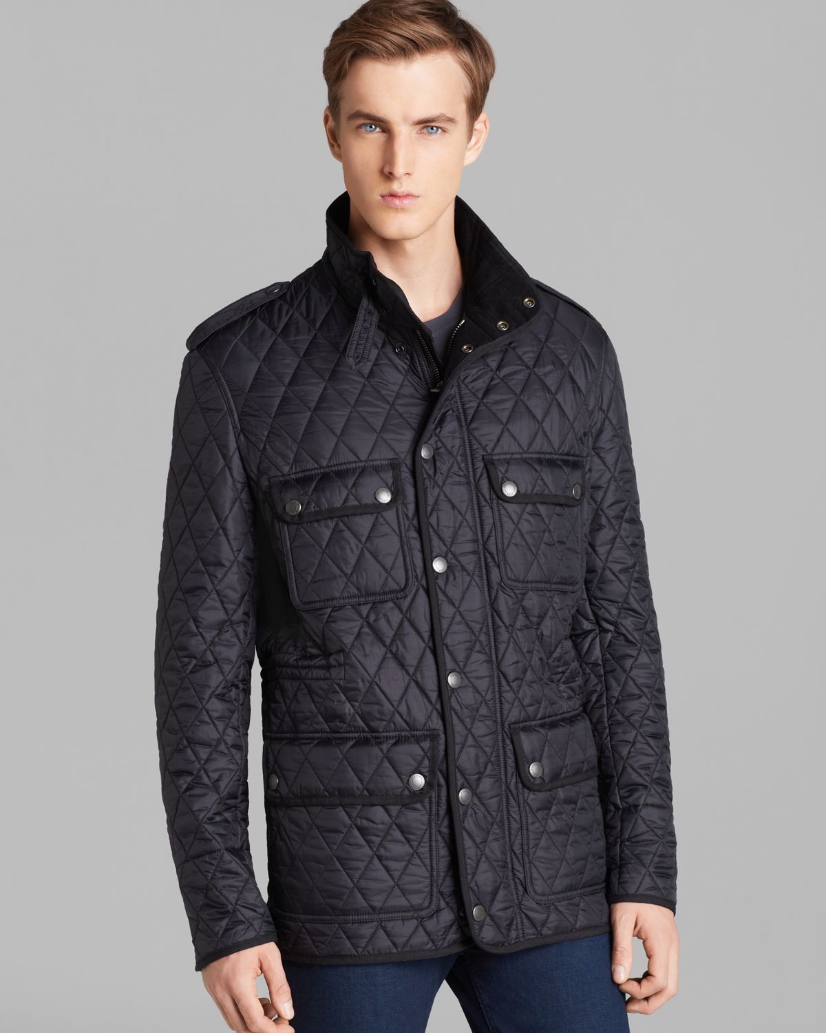Burberry Brit Russel Diamond Quilted Jacket In Black For Men Lyst