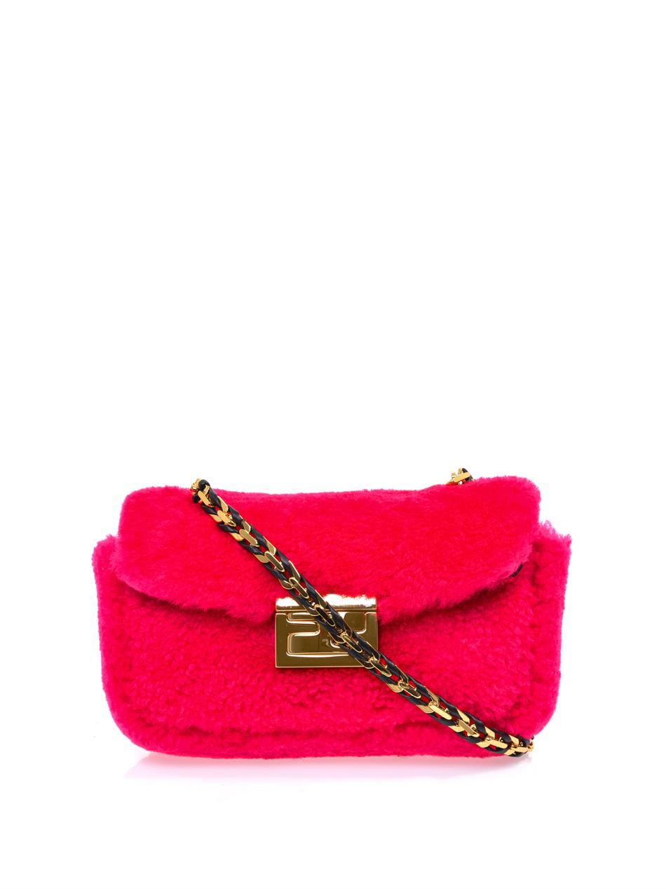 Fendi Crossbody Fleece Bag in Pink | Lyst