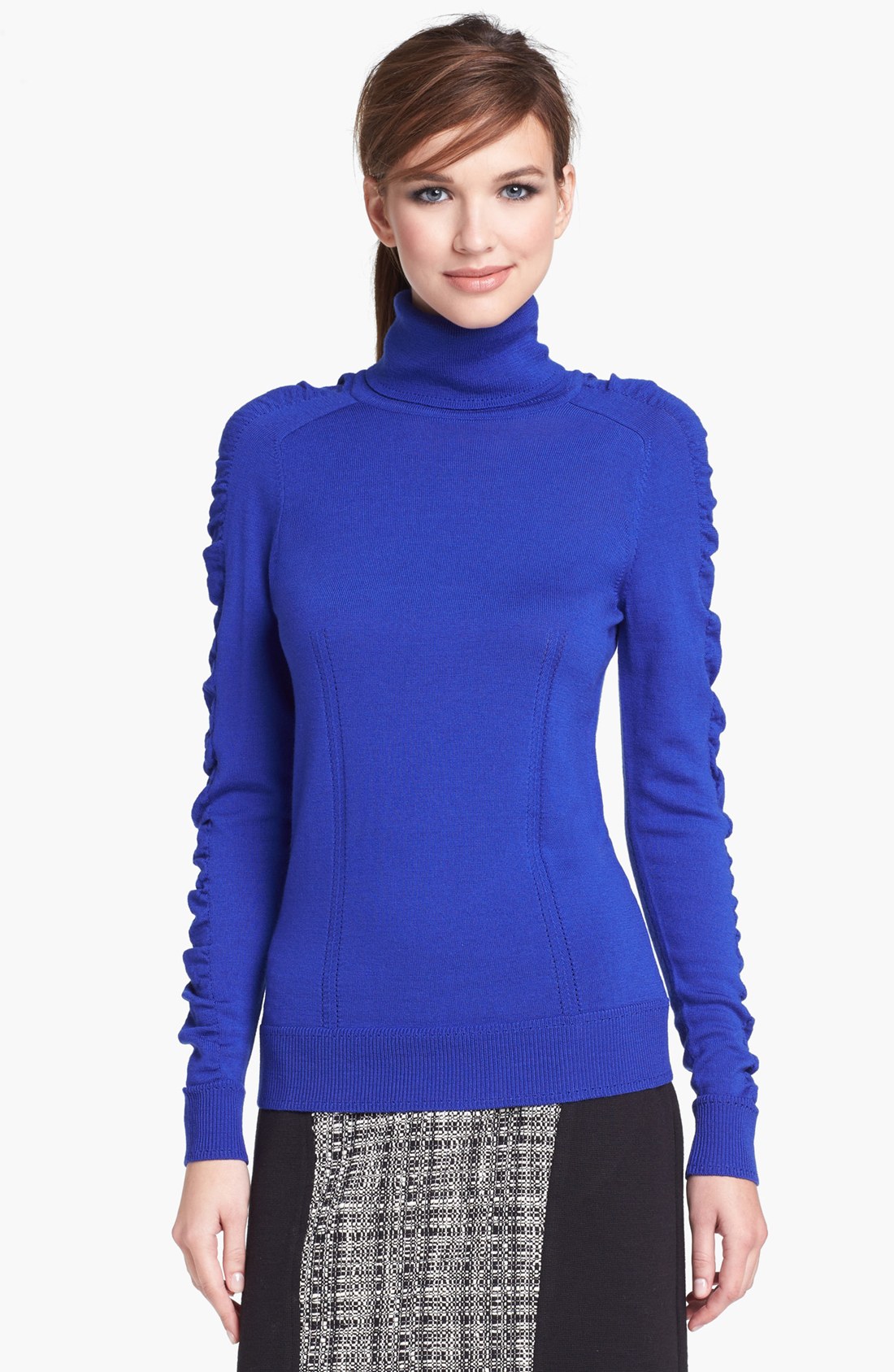 Milly Merino Wool Turtleneck Sweater in Blue (Cobalt) | Lyst