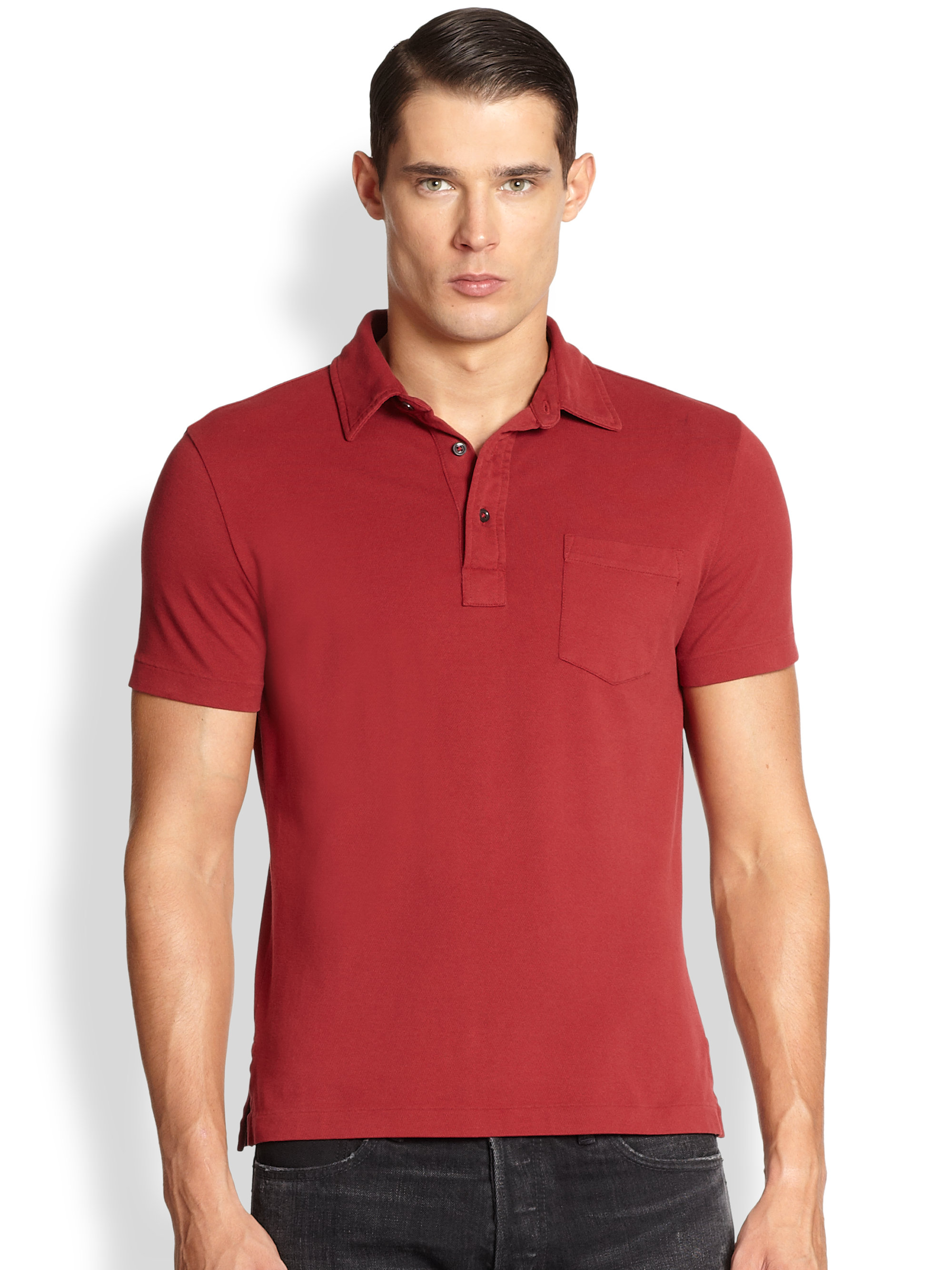 Ralph Lauren Black Label Refined Stretchmesh Pocket Polo in Red for Men ...