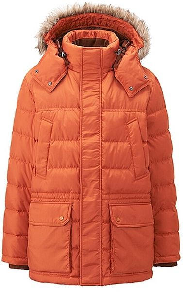 Uniqlo Down Jacket in Orange for Men | Lyst
