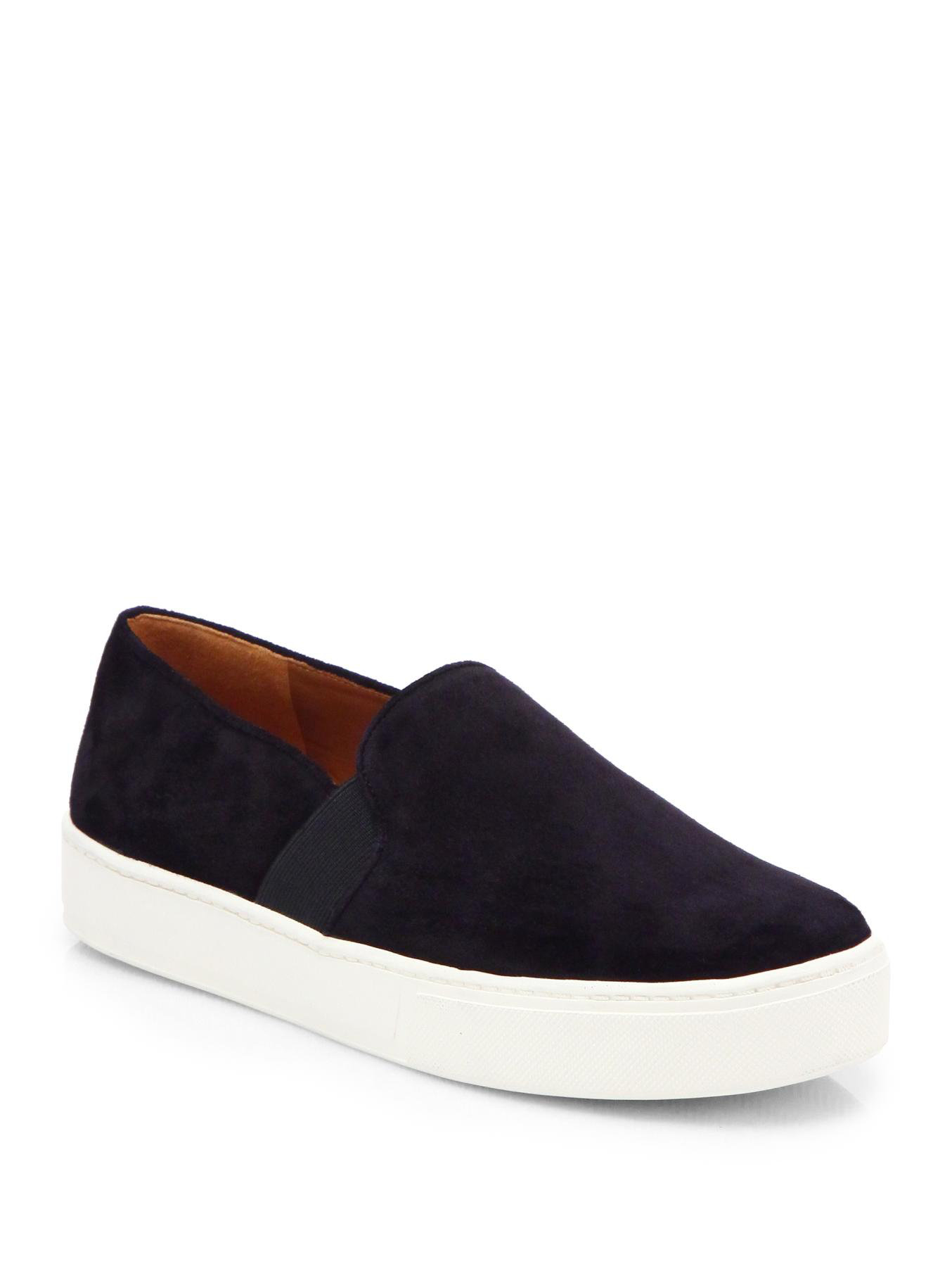 Vince Blair Suede Slipon Sneakers in Black | Lyst