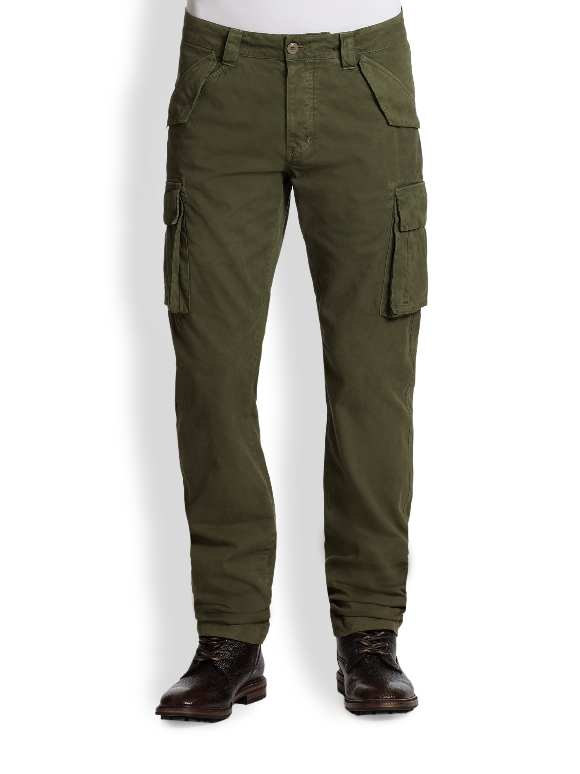 Woolrich Slim Fit Cargo Pants in Green for Men | Lyst