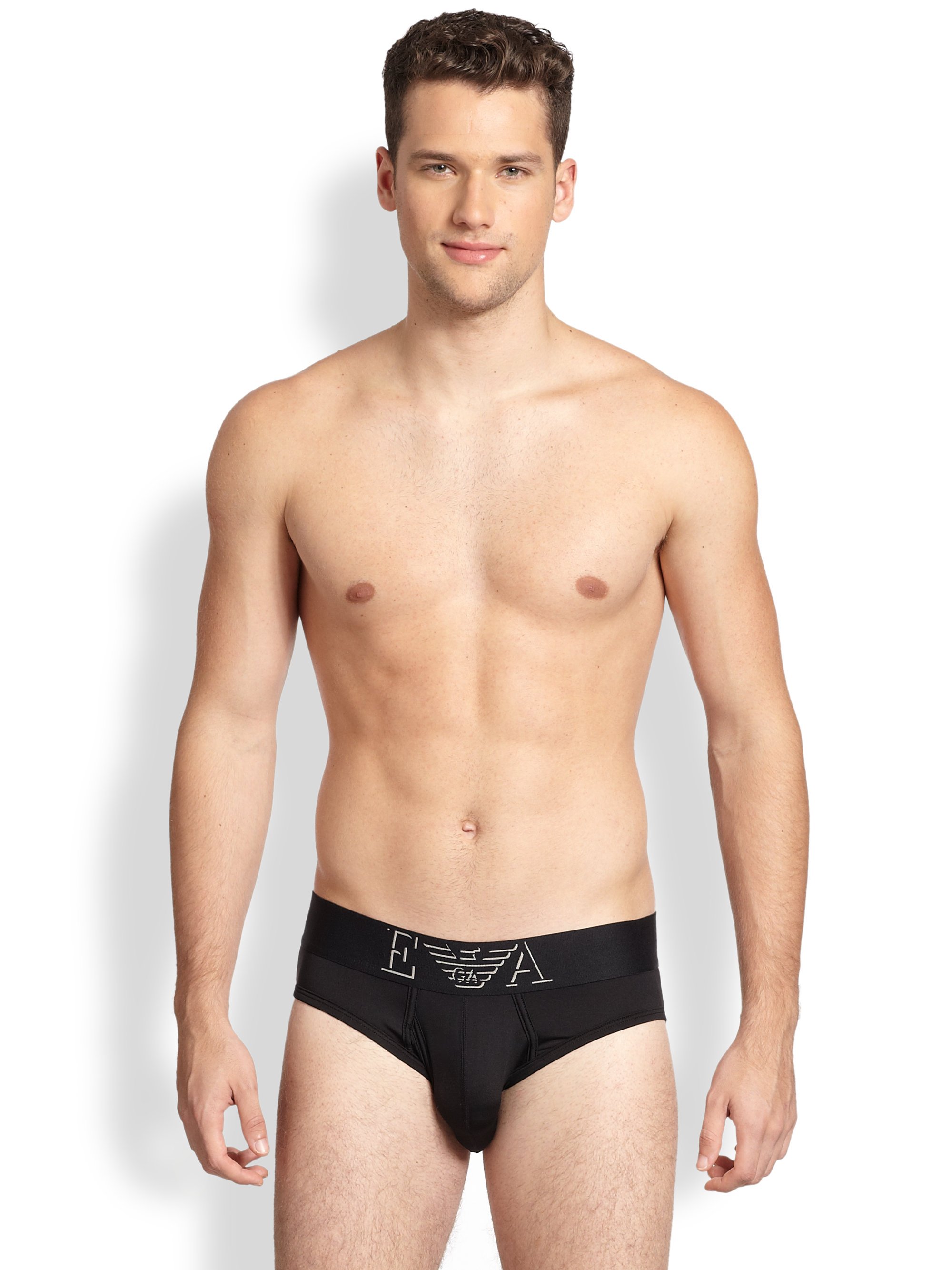 Emporio Armani Solid Black Colored Stretch Cotton Boxer Briefs Product 1 13919199 257268165 