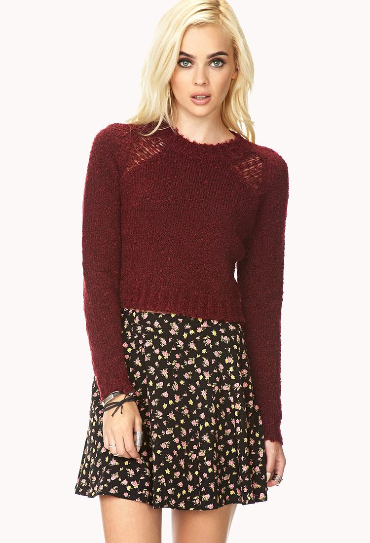 Lyst - Forever 21 Cropped Bouclé Sweater You've Been Added To The ...